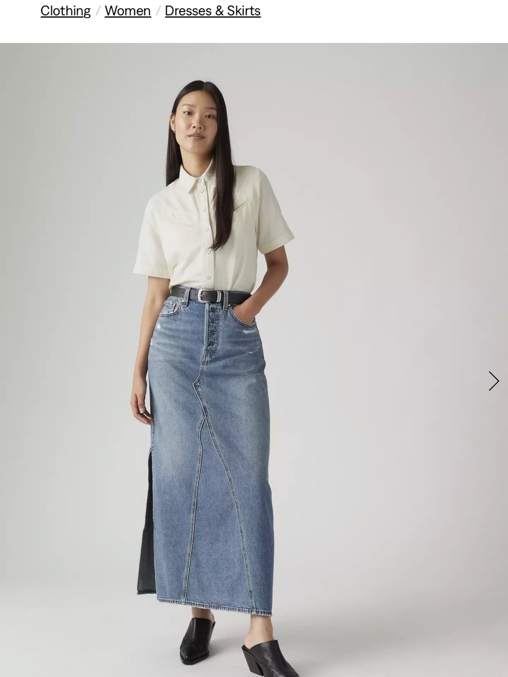 Levi's Long Icon Skirt in Verified Vintage Ski-Medium Wash